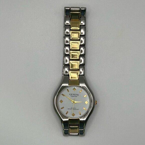 GENEVA Superior Vintage Watch Working Silver Gold White Working - Picture 4 of 8